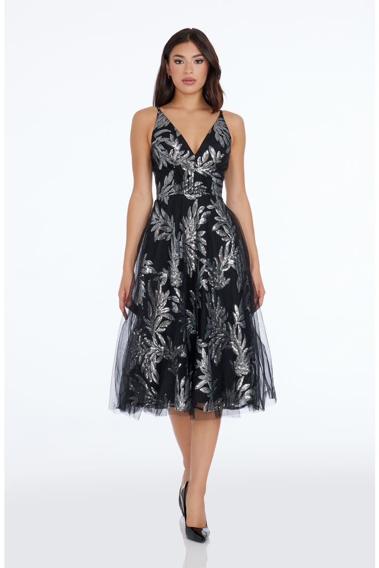 Courtney Sequin Lace Cocktail Dress, Alternate, color, SILVER MULTI