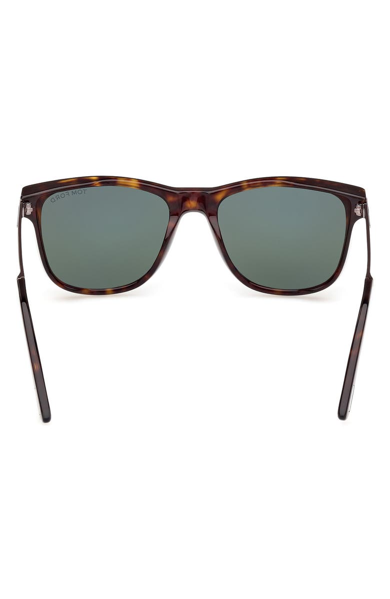 TOM FORD 53mm Square Sunglasses, Alternate, color, Havana Gunmetal / Green