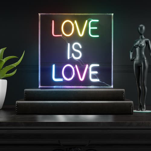 Jonathan Y Love Is Love 15" Square Contemporary Glam Acrylic Box Usb Operated Led Neon Light In Yellow/white/pink
