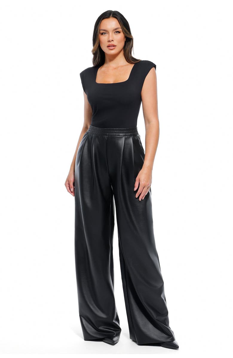 Popilush Faux Leather High Waisted Wide Leg Pants, Alternate, color, Classic Black