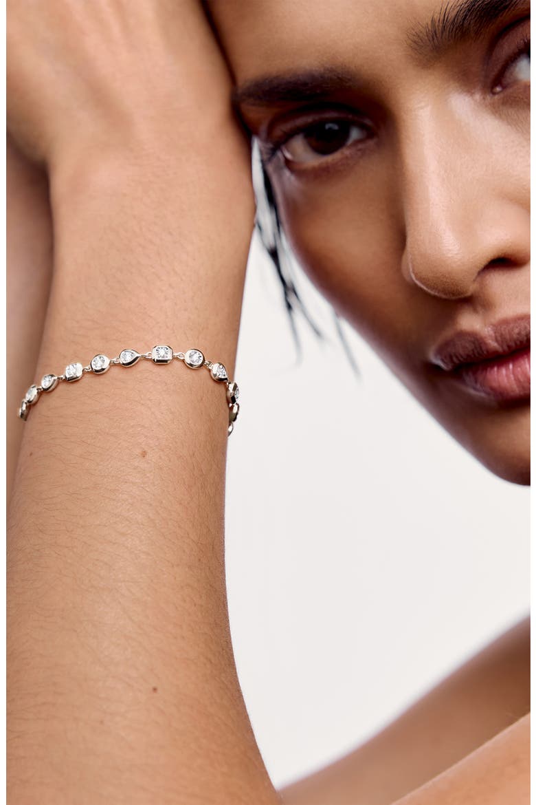 Lab Grown Diamond Bezel Bracelet, Alternate, color, STERLING SILVER / LAB DIAMOND