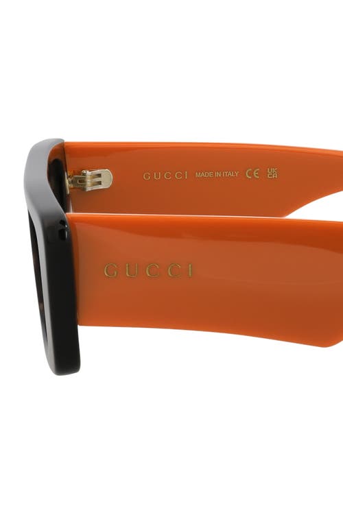 Gucci 54mm Rectangle Sunglasses In Havana Orange Brown