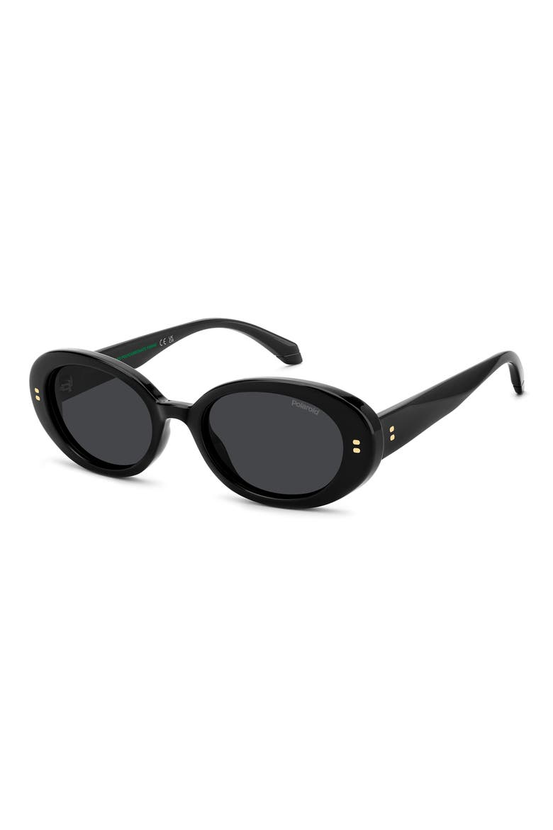 52mm Polarized Oval Sunglasses, Alternate, color, BLACK/ GREY PZ