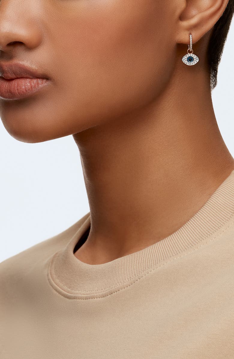 Swarovski Symbolica Swarovski Evil Eye Hoop Earrings, Alternate, color, Rose Gold