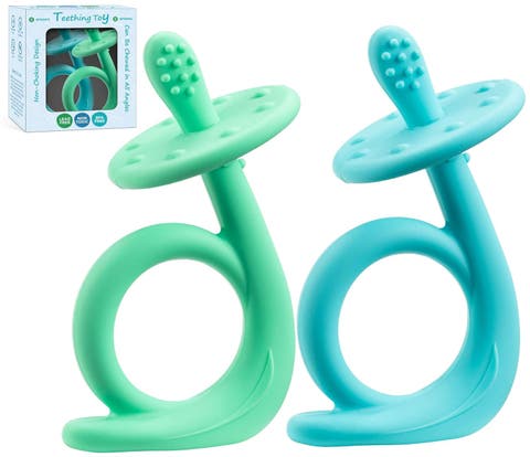 Silicone Baby Teethers Freezer Safe Set, 2-Piece