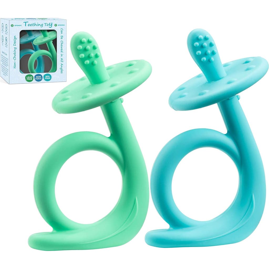 Sperric Silicone Baby Teethers Freezer Safe Set, 2-Piece in Blue & Green at Nordstrom