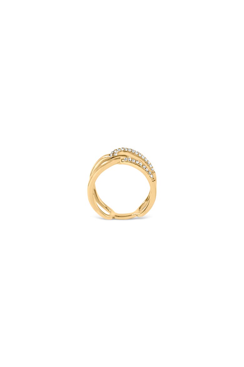 18K Yellow Gold Plated Sterling Silver 1/4 Ctw Diamond Open Crossover Band Ring, Alternate, color, Yellow Gold over Silver