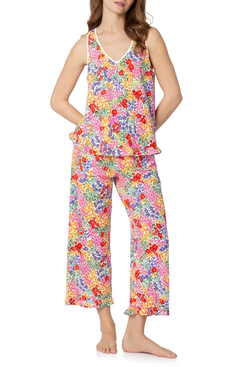 Print Stretch Organic Cotton Crop Pajamas (Regular & Plus)