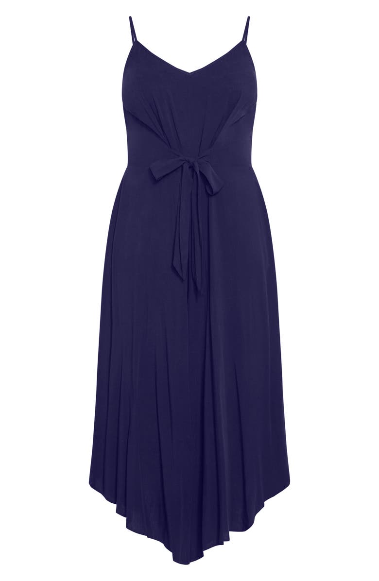 City Chic Sara Tie Waist Sleeveless Jumpsuit, Alternate, color, Navy