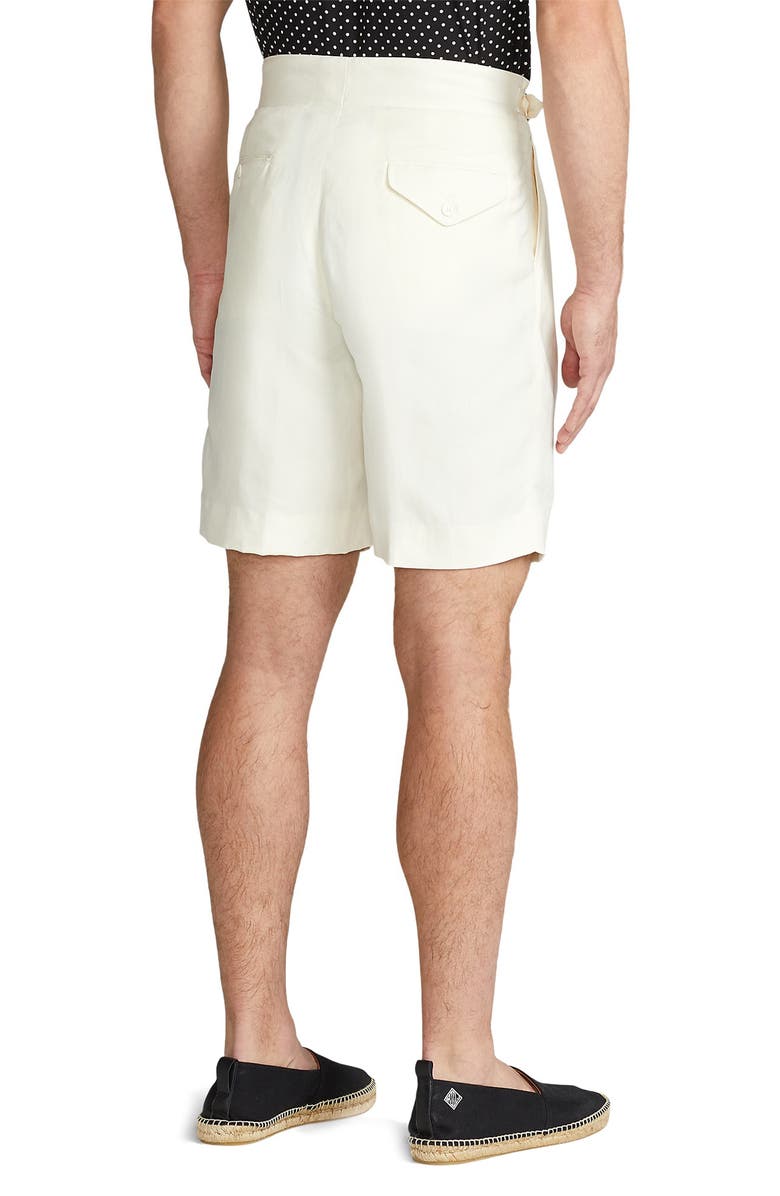 Ralph Lauren Purple Label Byron Pleated Silk & Linen Shorts, Alternate, color, 