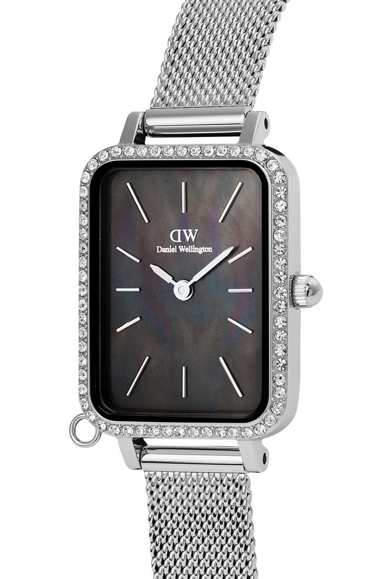 Quadro Charm Mesh Strap Watch, 20mm, Alternate, color, SILVER