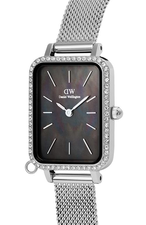 Daniel Wellington Quadro Charm Mesh Strap Watch, 20mm In Silver
