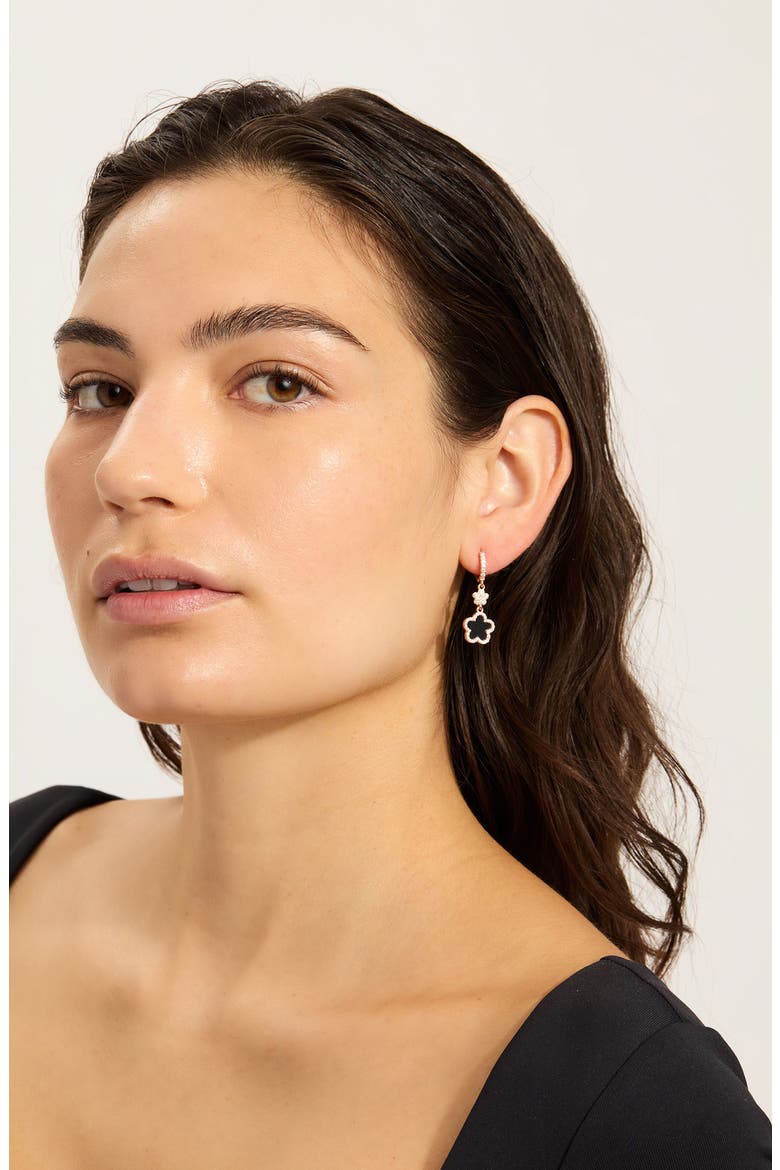 Clover Drop Earrings, Alternate, color, BLACK