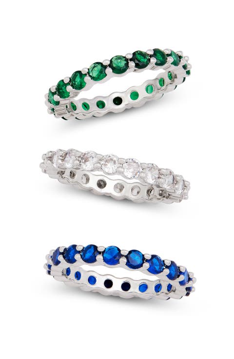 Set of 3 Brilliant Cut Cubic Zirconia Eternity Rings