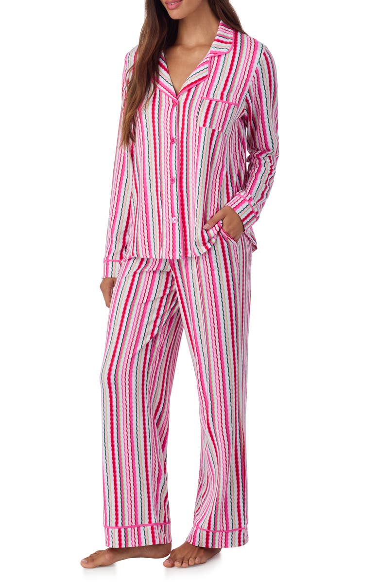 Room Service Pjs Long Sleeve Print Pajamas, Alternate, color, Multi Stripe