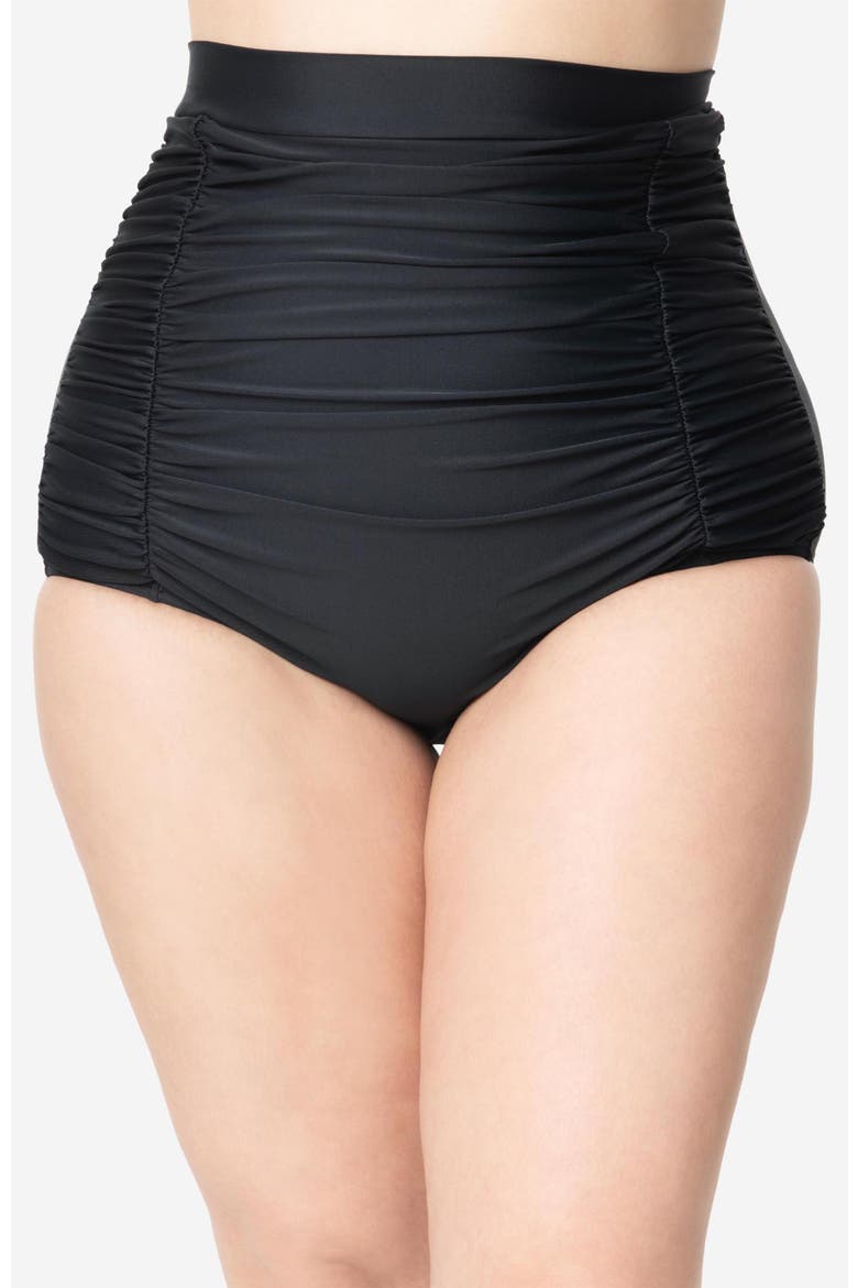 Plus Size Monroe High Waist Bikini Bottom, Alternate, color, Black