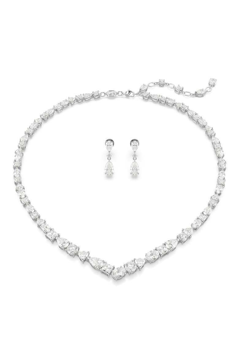 Mesmera Crystal Necklace & Earrings Set, Main, color, WHITE