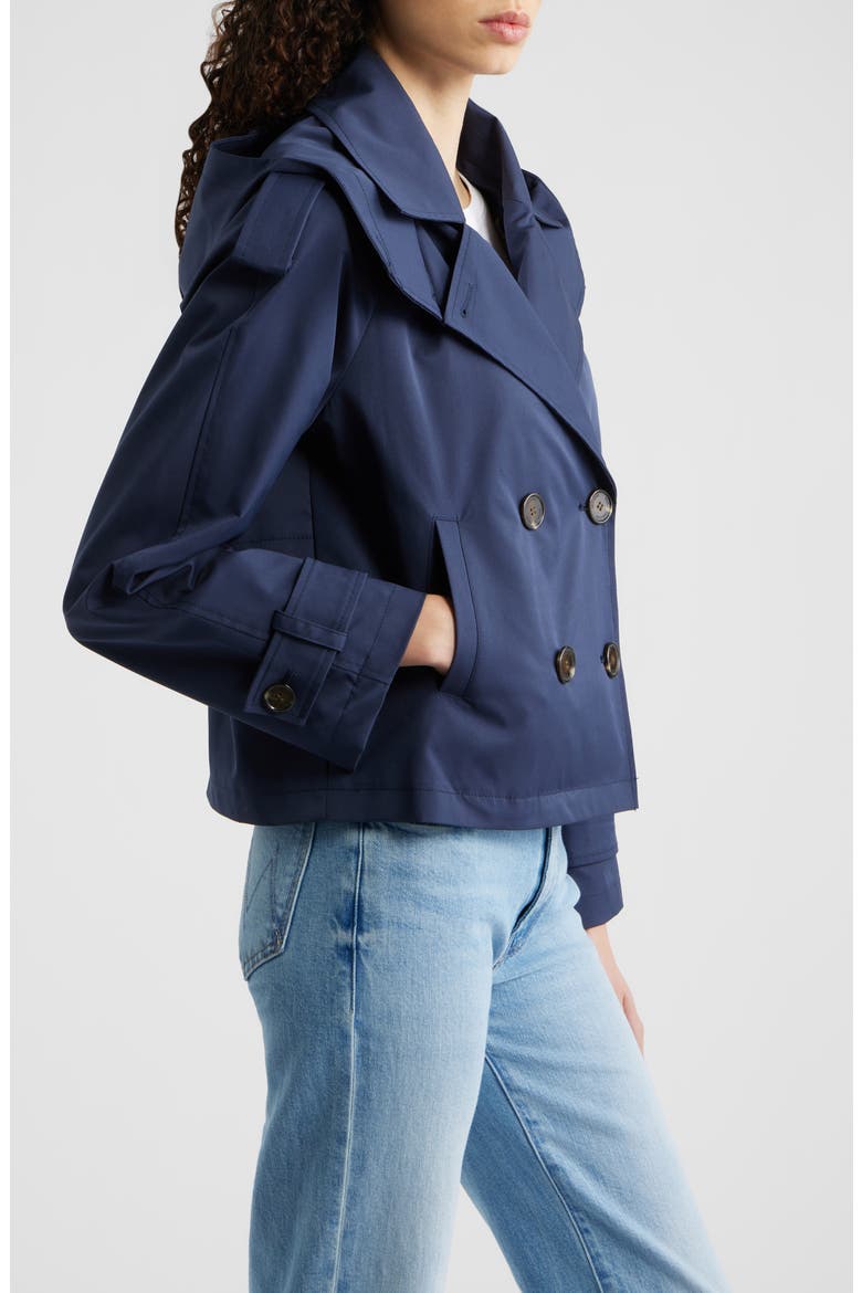 Crop Trench Coat with Removable Hood, Alternate, color, MIDNIGHT