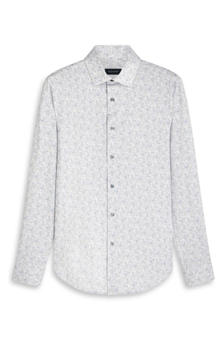 Bugatchi James OoohCotton<sup>®</sup> Geometric Print Button-Up Shirt, Alternate, color, Platinum
