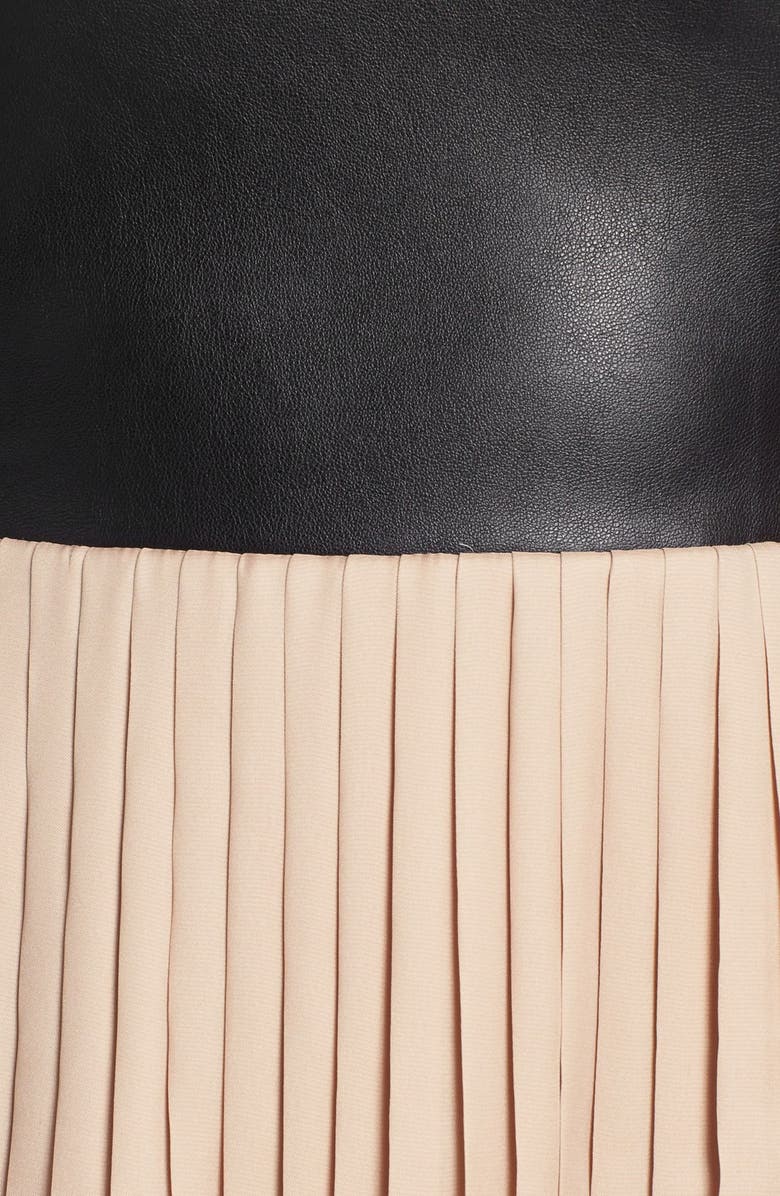 BB Dakota by Steve Madden BB Dakota Faux Leather Bodice & Pleated Skirt Dress, Alternate, color, 