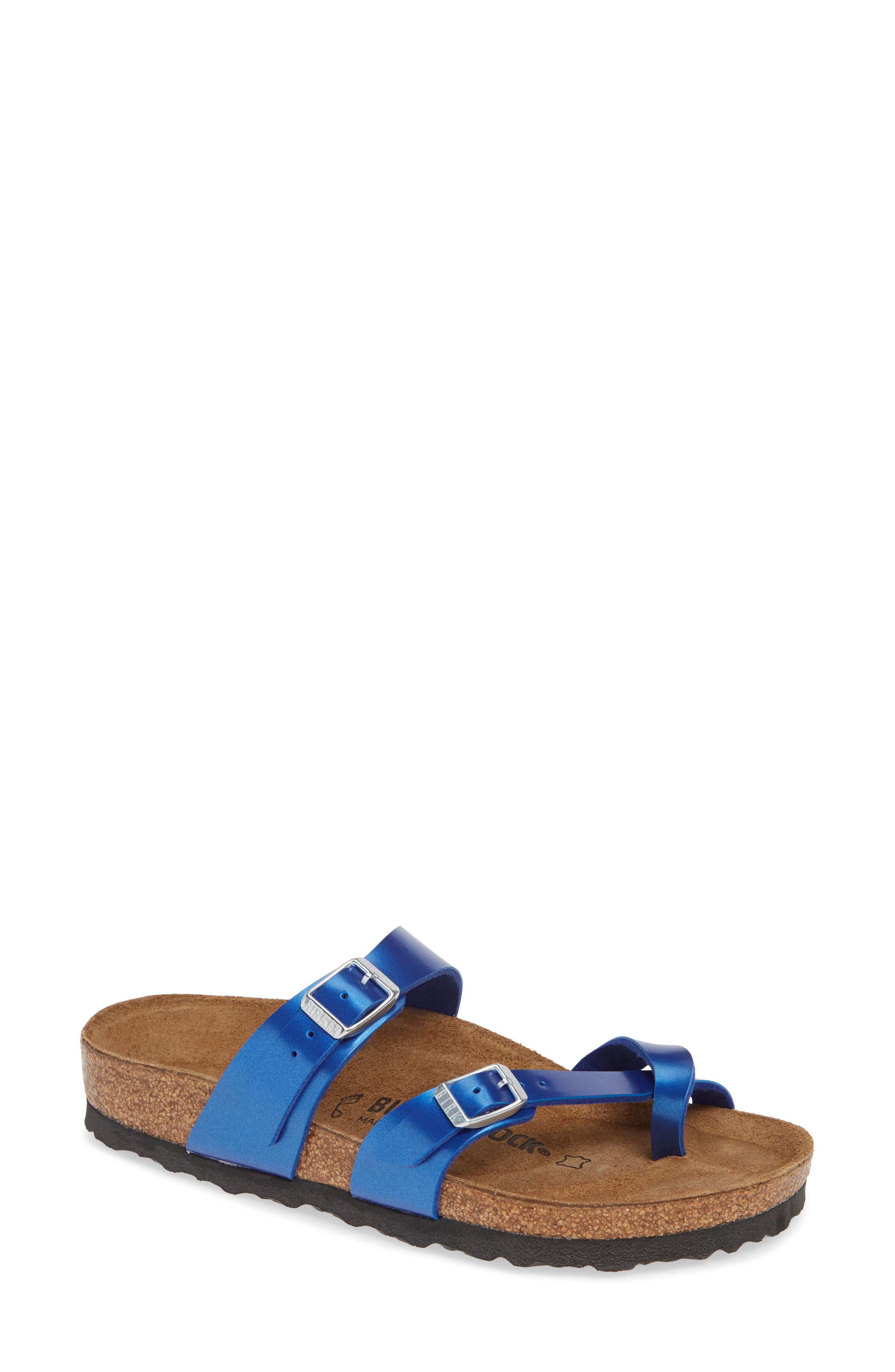 Mayari Slide Sandal, Main, color, ELECTRIC METALLIC OCEAN