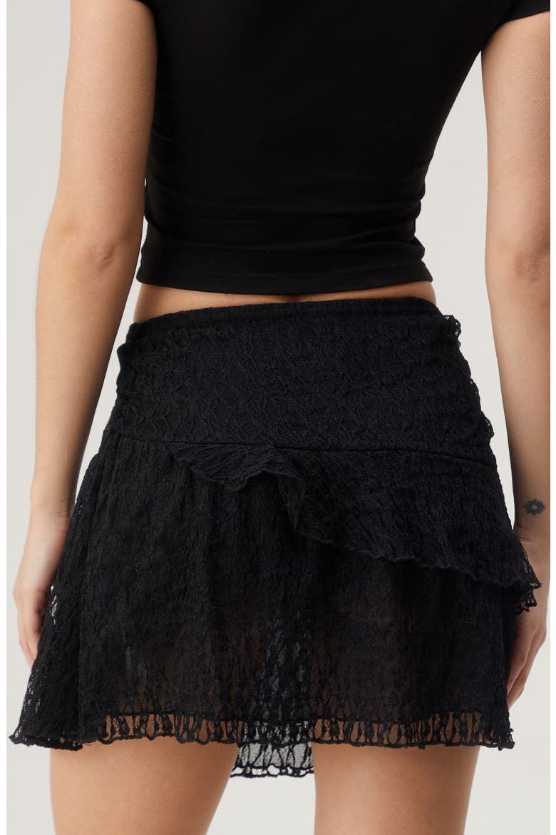 Asymmetric Frill Lace Miniskirt, Alternate, color, BLACK