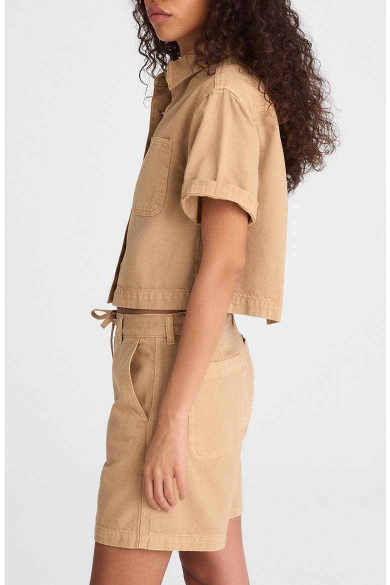 Drawstring Airy Denim Shorts, Alternate, color, FAWN