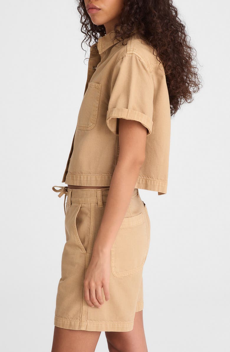 Madewell Drawstring Airy Denim Shorts, Alternate, color, Fawn