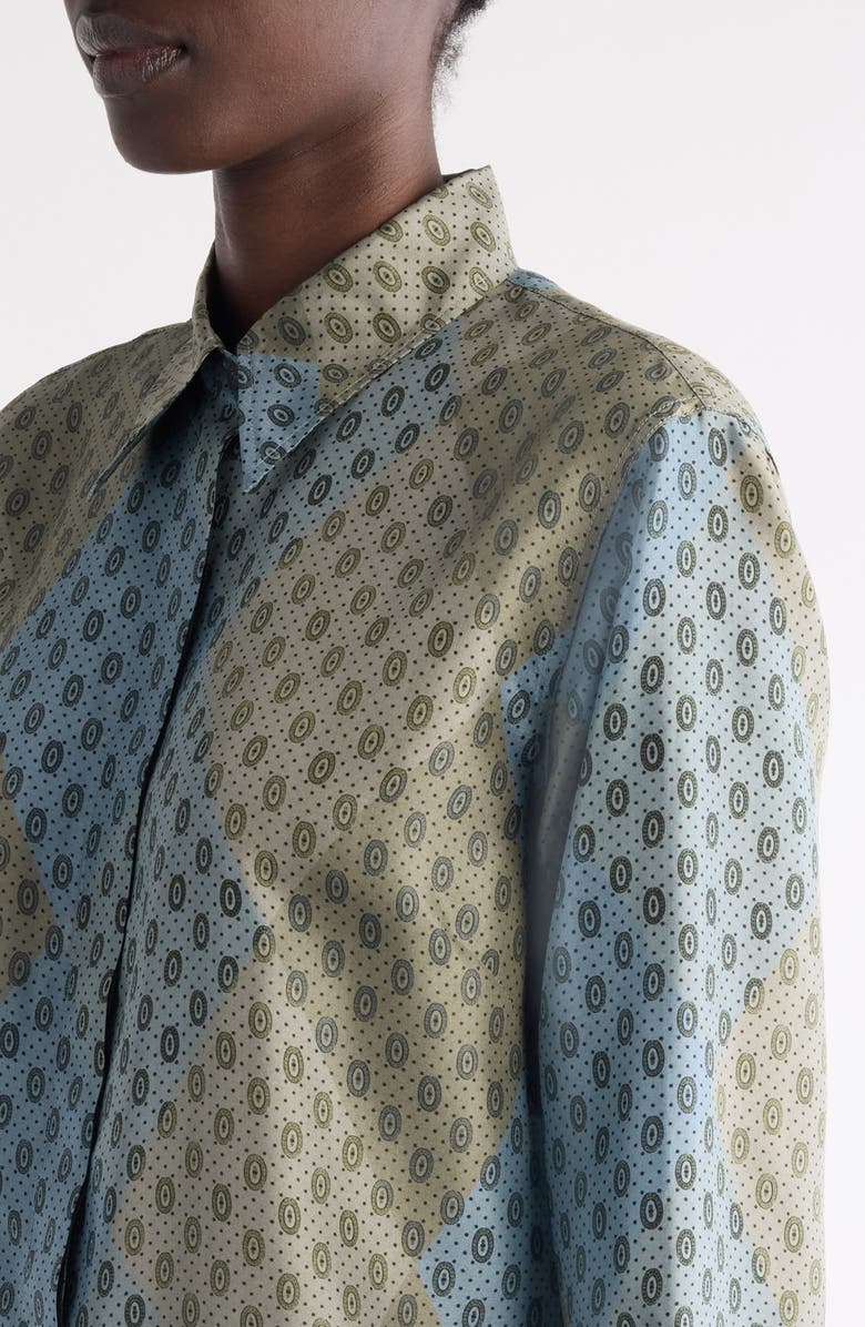 Dries Van Noten Cho Silk Button-Up Shirt, Alternate, color, Stone