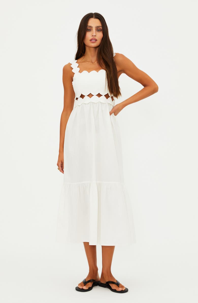Beach Riot Campbell Scallop Cutout Cotton Cover-Up Sundress, Alternate, color, White