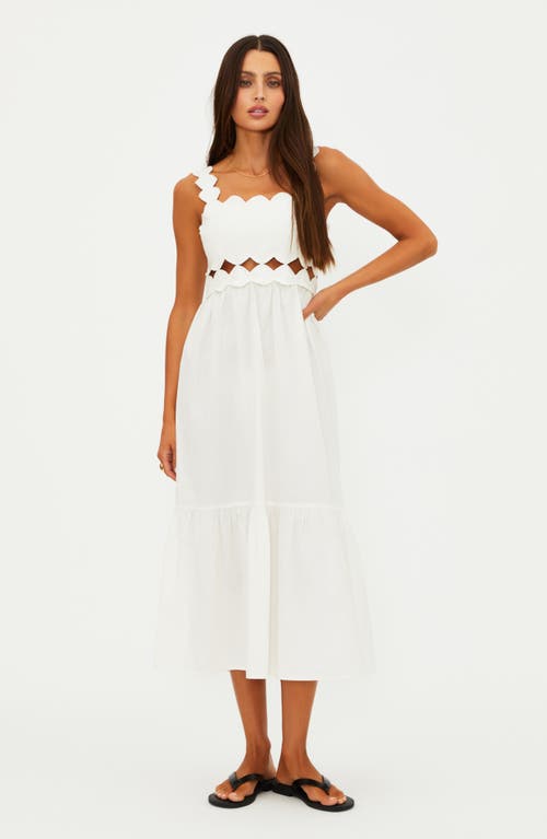 Beach Riot Campbell Scallop Cutout Cotton Cover-up Sundress In White