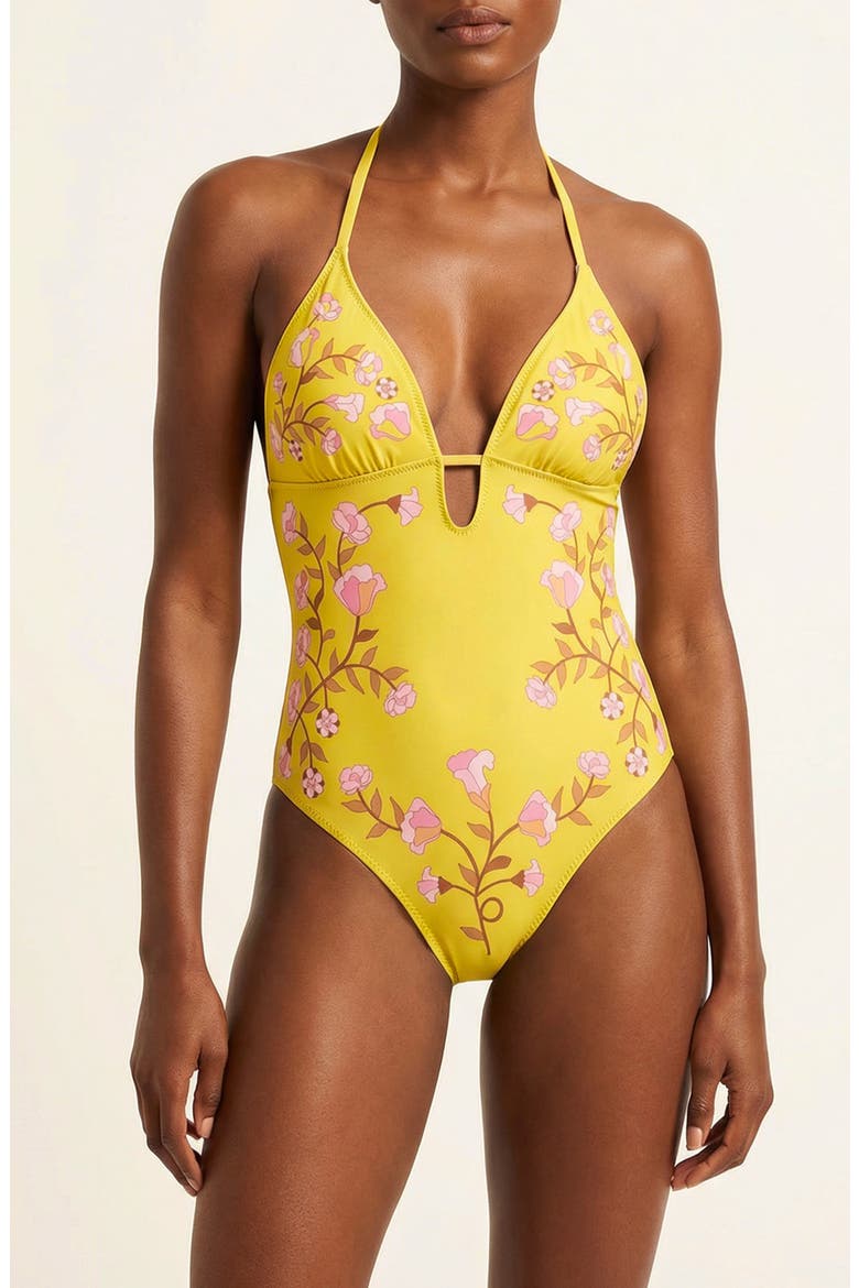 Yellow Bloom Reversible One Piece Swimsuit, Alternate, color, Yellow