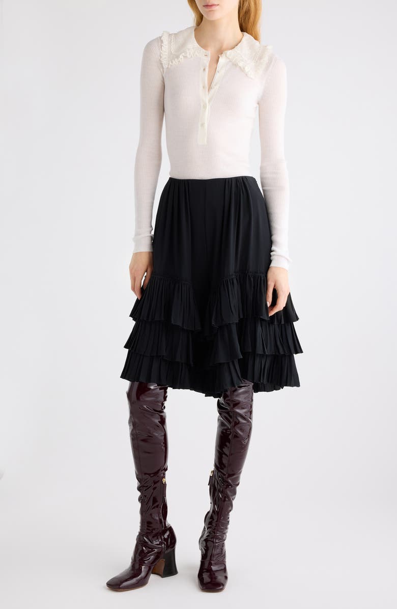 Chloé Superfine Wool Rib Polo, Main, color, Iconic Milk