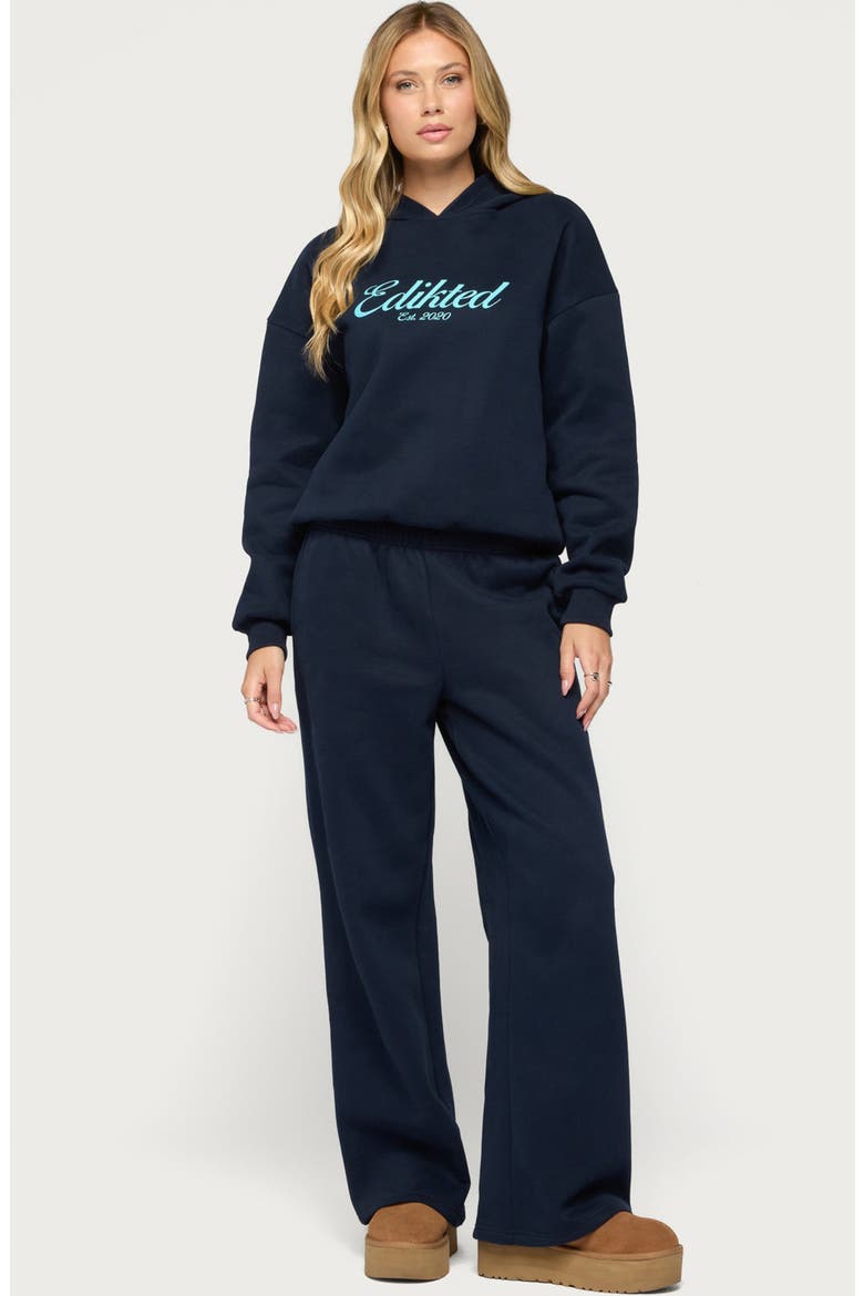 Miss Edikted Wide Leg Sweatpants, Alternate, color, NAVY