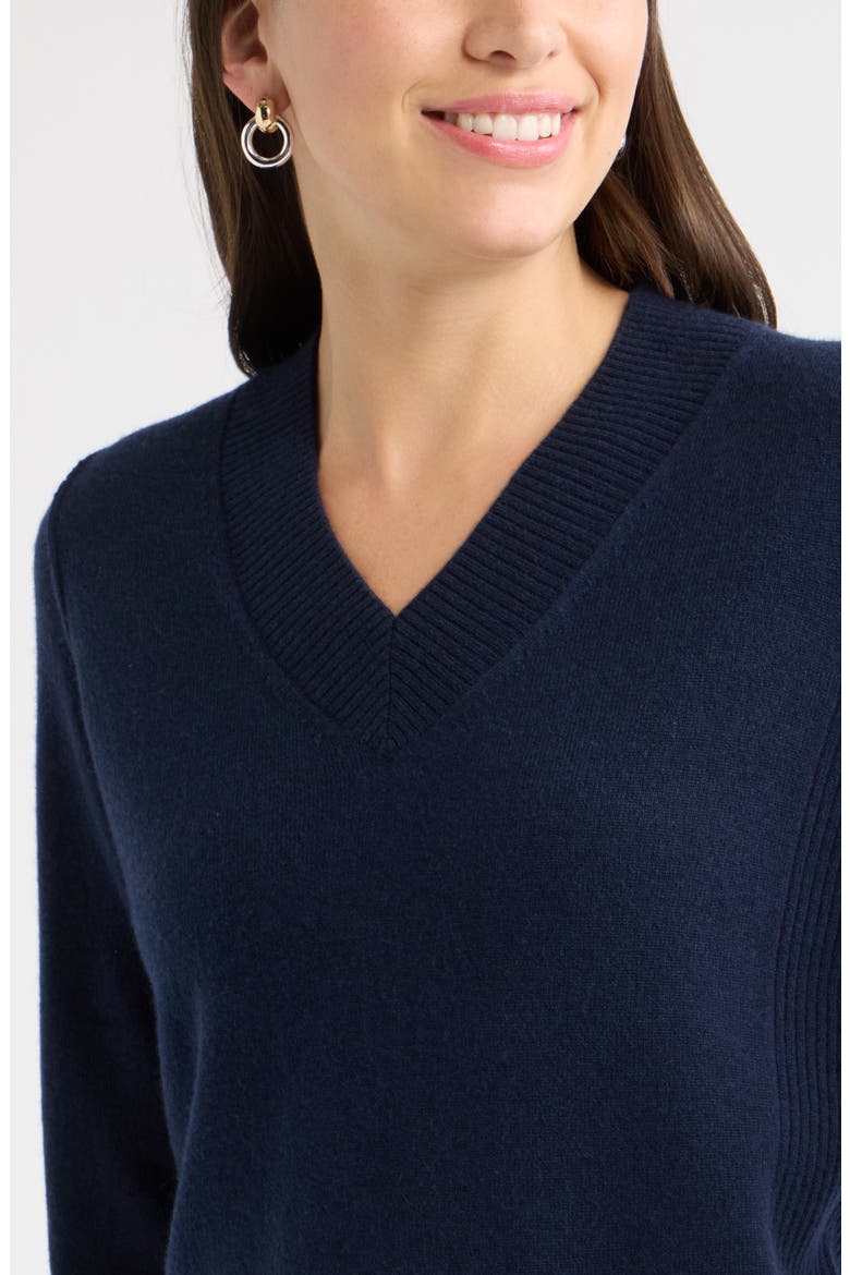 Wool & Cashmere V-Neck Sweater, Alternate, color, NAVY NIGHT