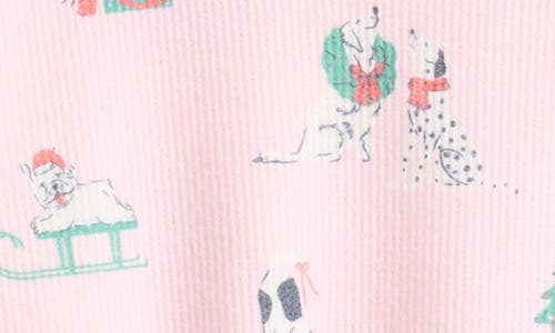 Pj Salvage Peace & Pawlidays Peachy Waffle Knit Pajamas In Pink