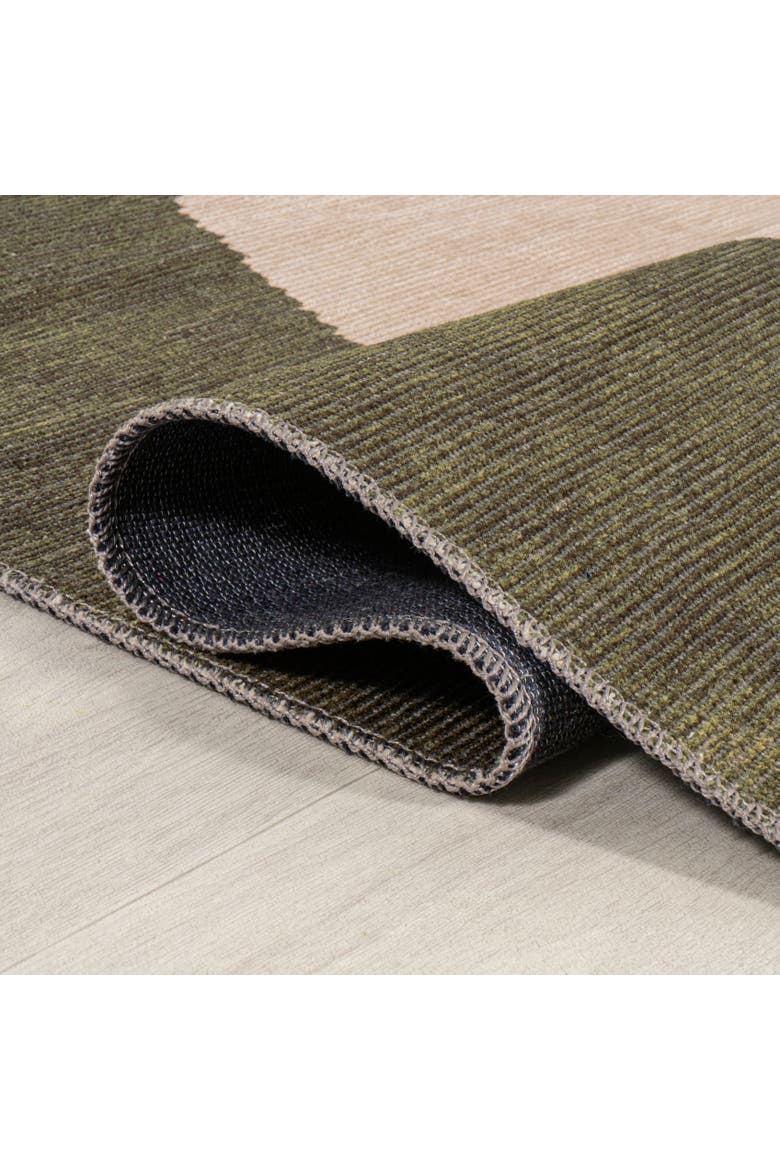 Cirkel Minimalist Geometric Dot Machine-Washable Area Rug, Alternate, color, Green/Cream