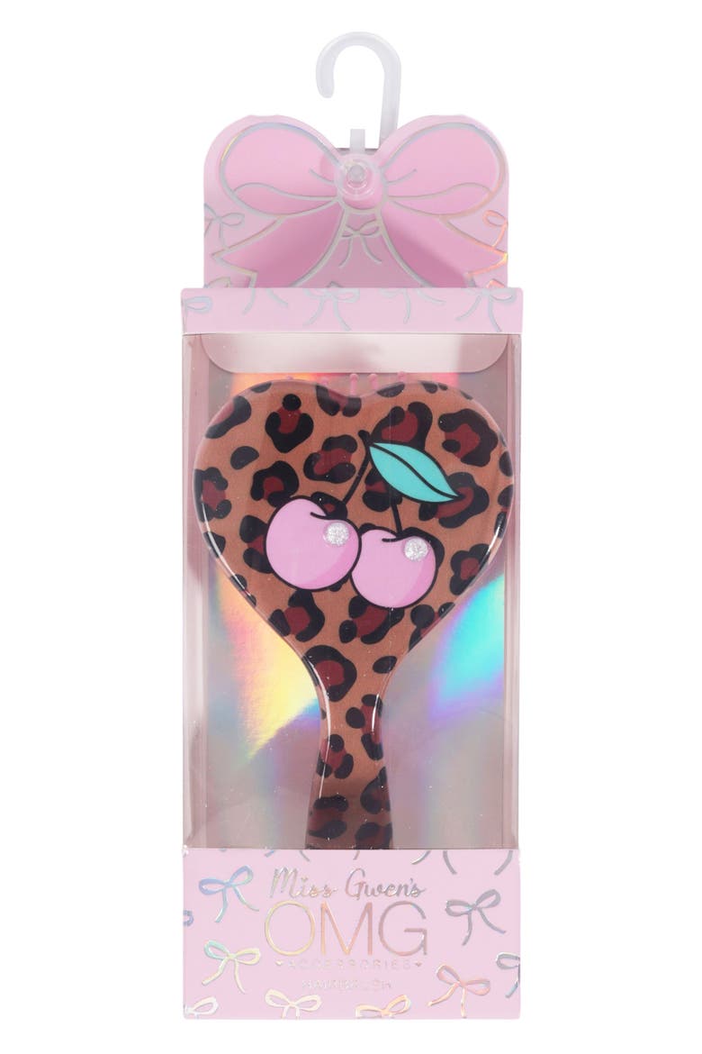Kids' Leopard Cherry Hair Brush, Alternate, color, BROWN