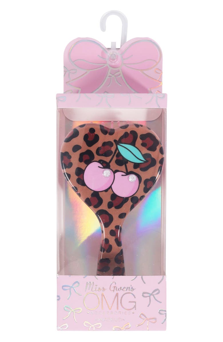 OMG Accessories Kids' Leopard Cherry Hair Brush, Alternate, color, Brown