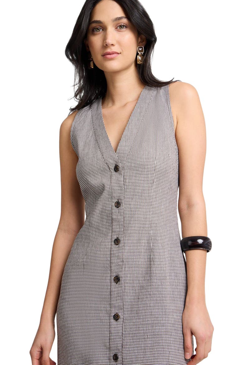Stretch Linen Button Down Maxi Dress, Alternate, color, Brown/White