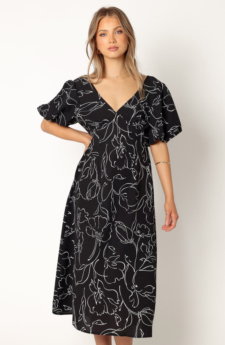 Petal & Pup Hallie Floral Cutout Puff Sleeve Cotton Blend Sundress, Alternate, color, 