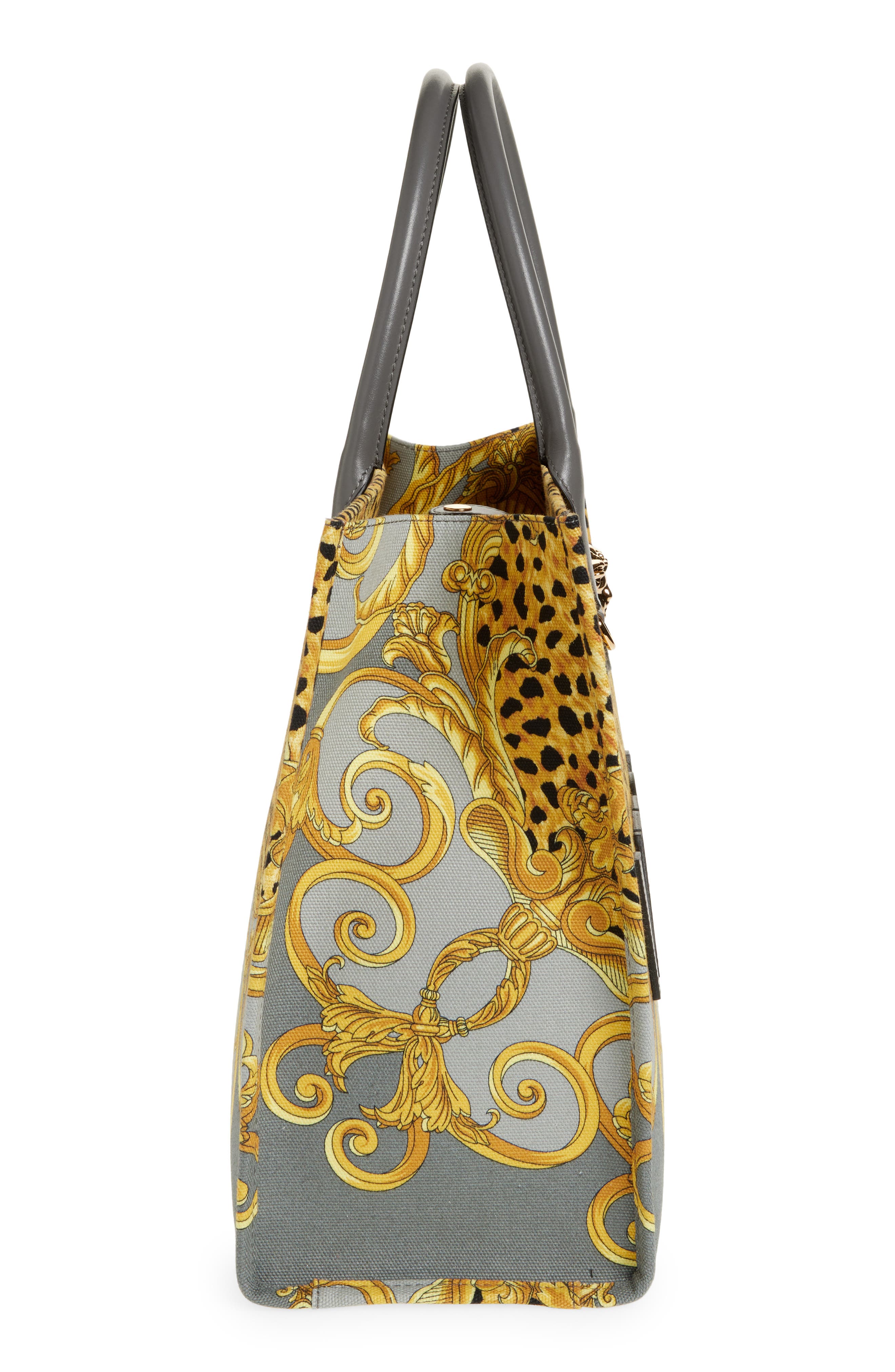 Versace La Medusa Logo Cotton Canvas Tote, Alternate, color, 