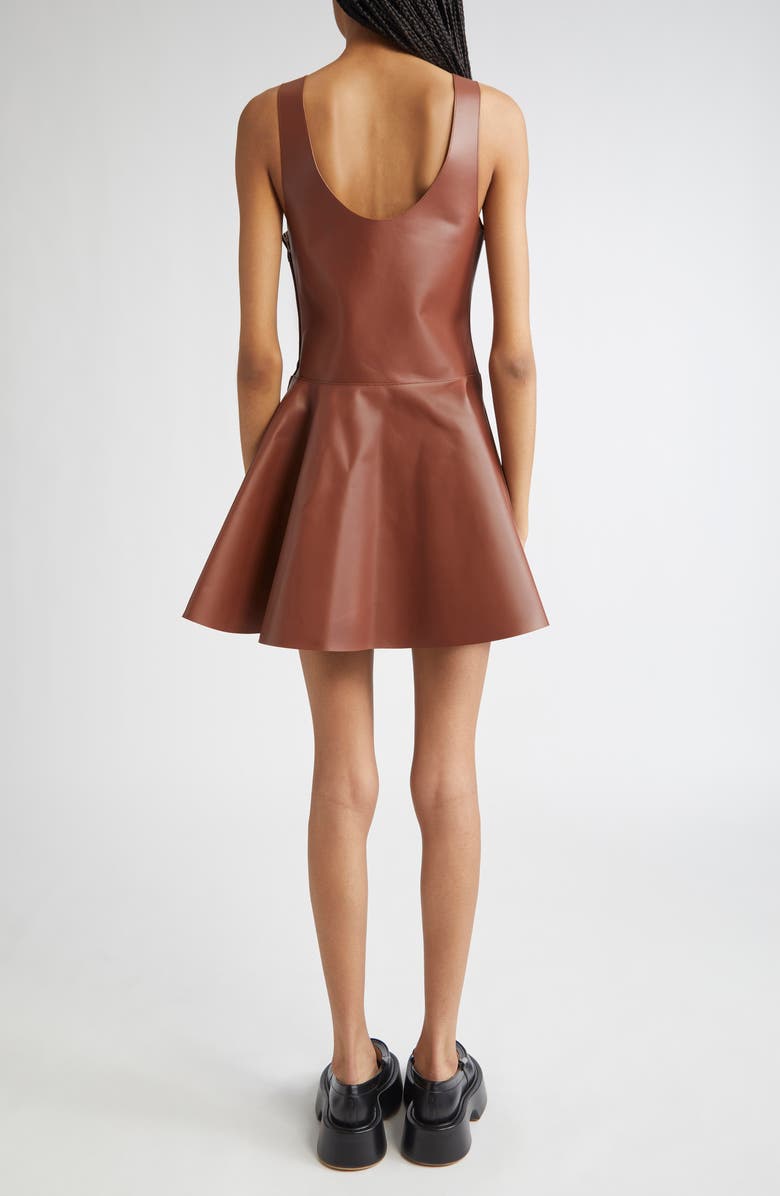 JW Anderson Circle Skirt Leather Minidress, Alternate, color, 