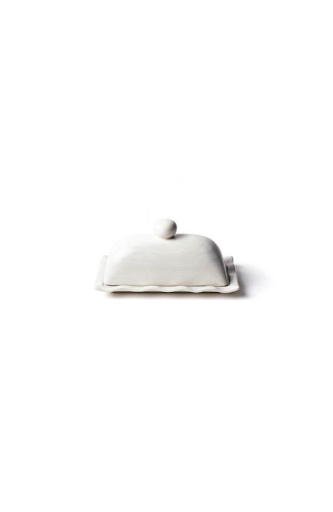 Signature White Ruffle Domed Butter Dish