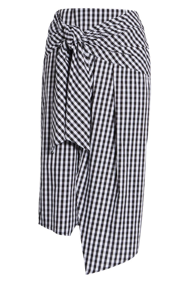 Gingham Tie Waist Skirt, Alternate, color, BLACK/ WHITE GINGHAM