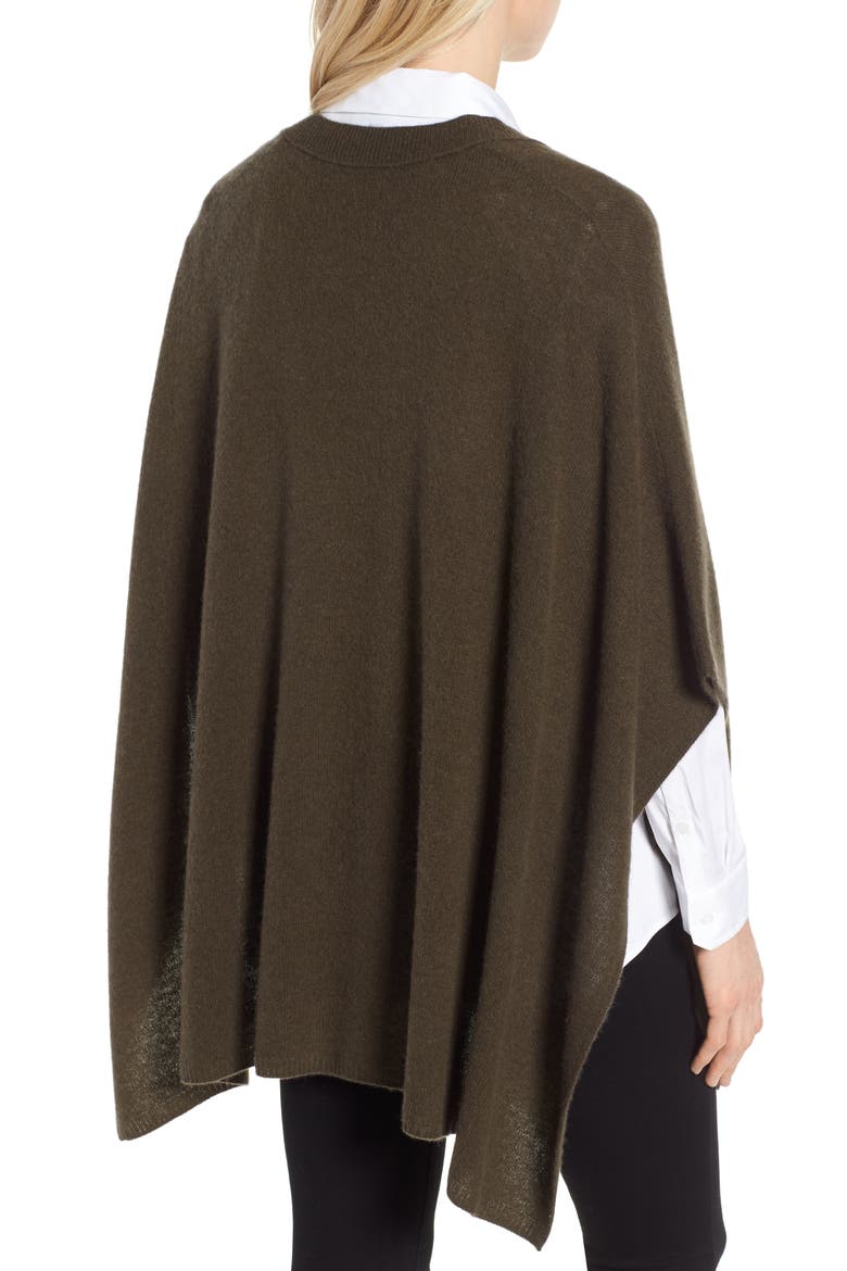 Cashmere Poncho, Alternate, color, OLIVE DARK