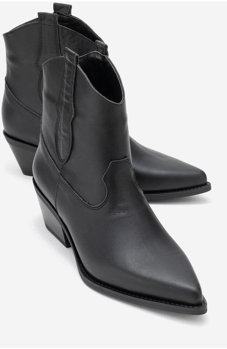 Forever & Always Shoes Elia Leather Western Boot, Alternate, color, Black