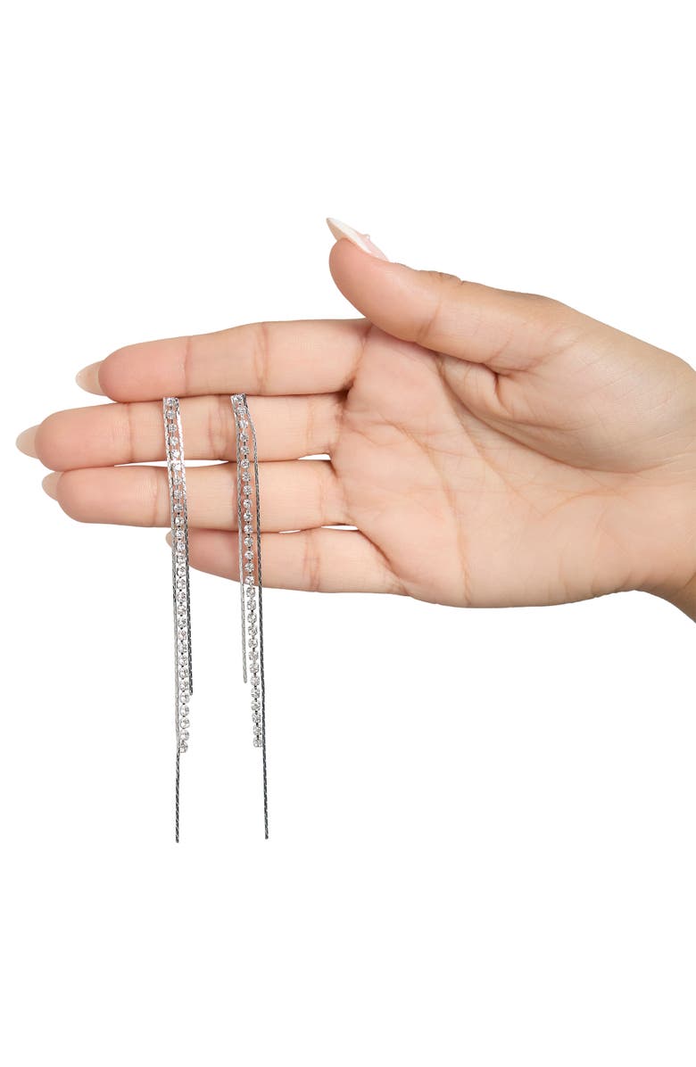 BCBG Generation Chain Fringe Drop Earrings, Alternate, color, Silver