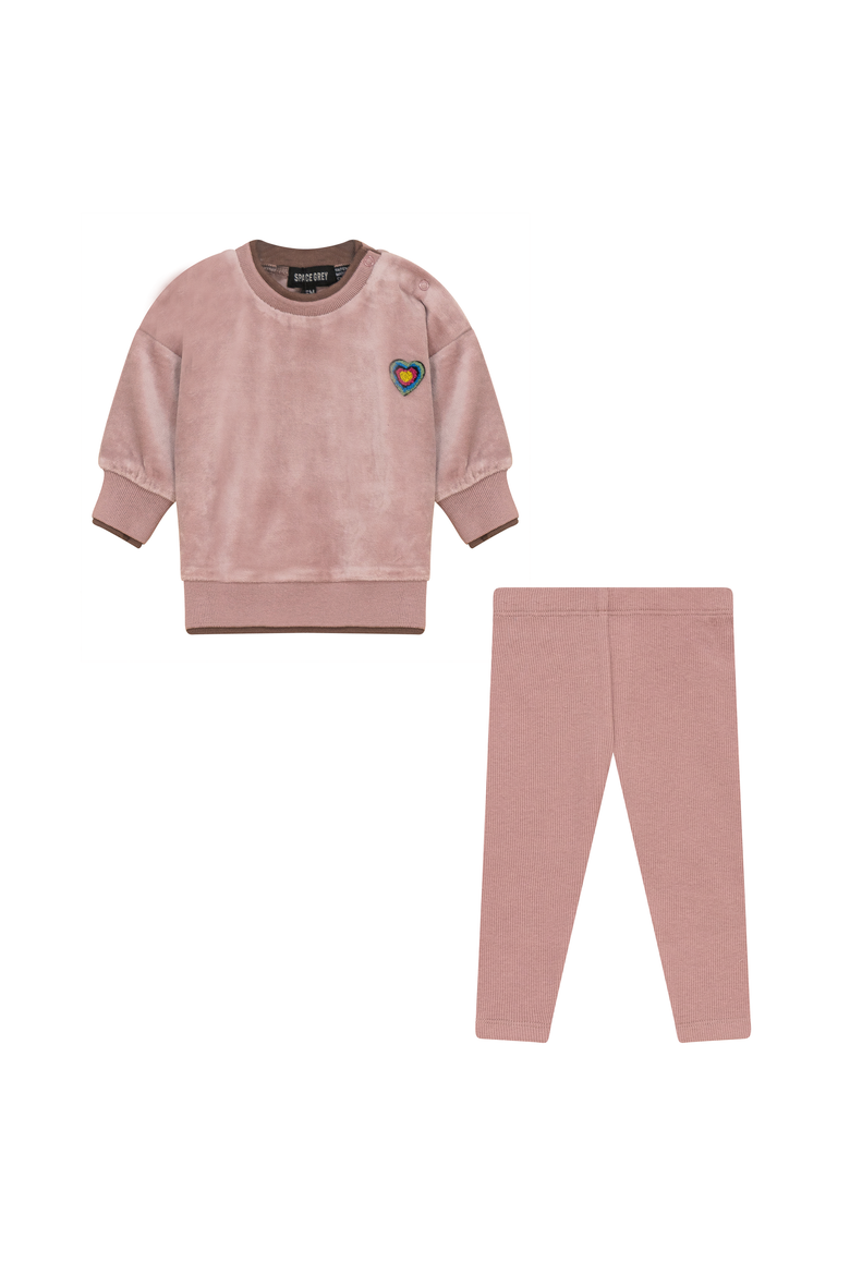 Velour 2 Piece Long Sleeve Top and Leggings Set, Main, color, Bloom