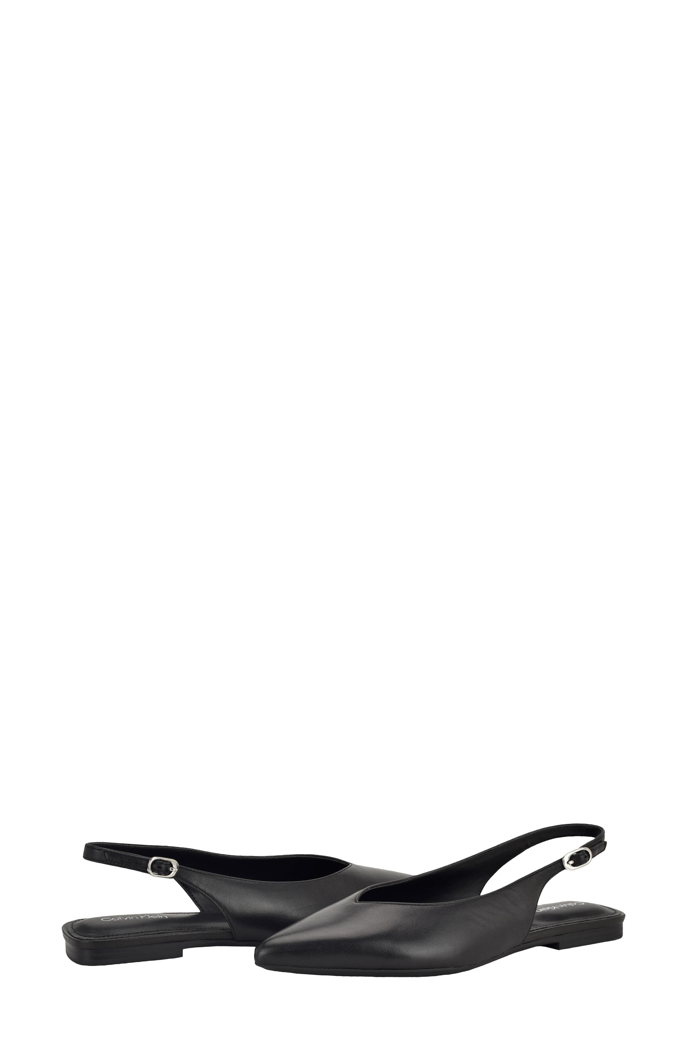 Calvin Klein Galiana Slingback Pointed Toe Flat, Alternate, color, Black